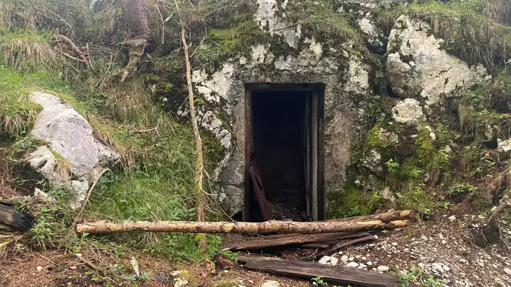 Verlassener Bunkereingang im Wald